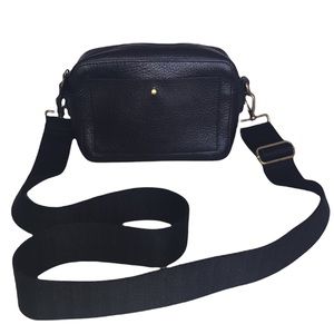 Madewell The Transport Camera Bag - Leather inTrue Black - Black Canvas Strap